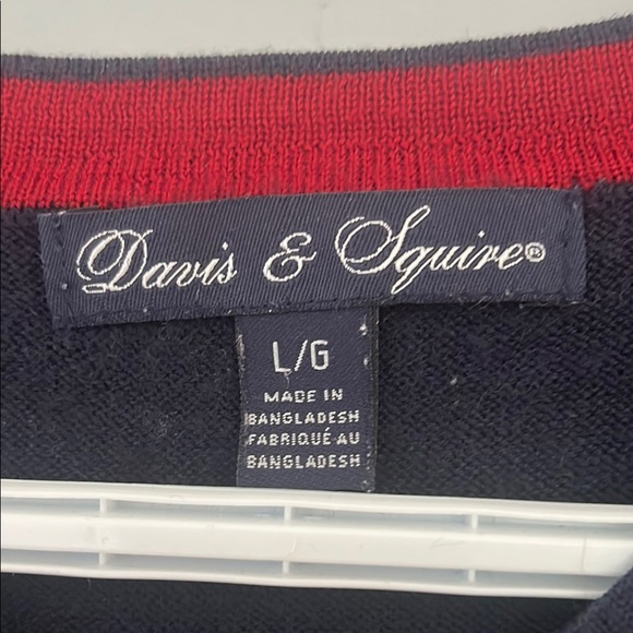 Men's Dark Blue V-Neck Sweater - Picture 5 of 7